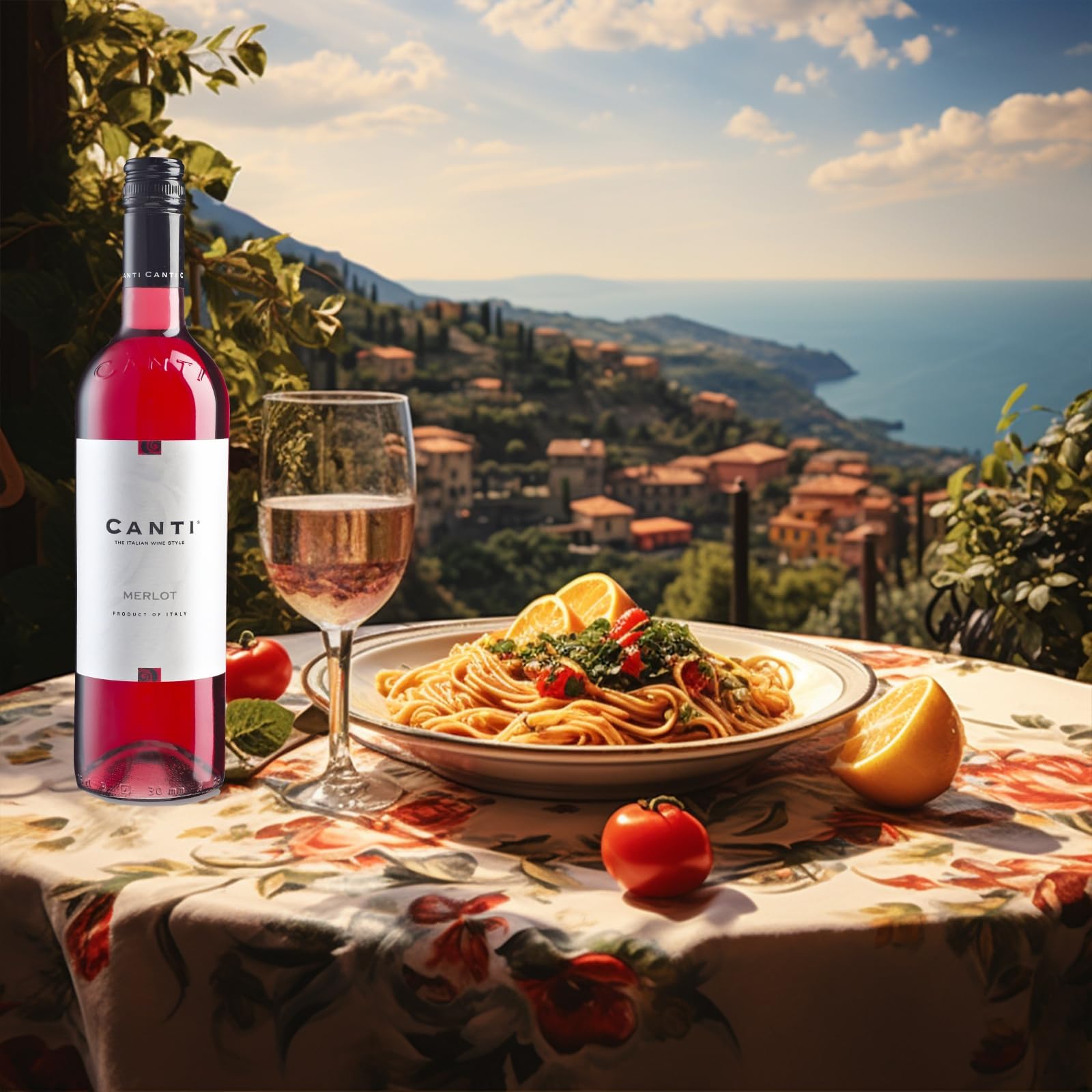 Canti - Rosé Merlot Italien Sec, Saveur Douce avec un Goût Fruité Fort, 6x750 ml
