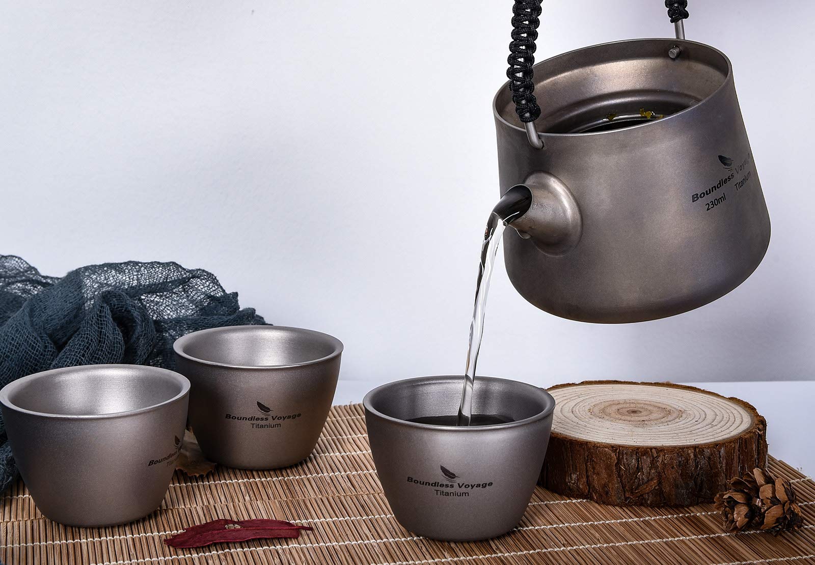 Boundless Voyage Tasses à thé en titane à double paroi Ti3089D