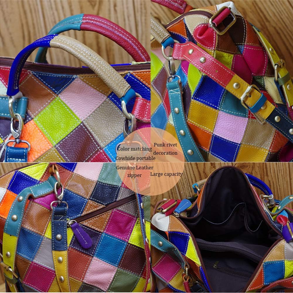 Women's Multicolor Tote Handbag Genuine Leather Random Color Hobo Shoulder Purse | Genuine Leather, Random Color, Shoulder - Image 7