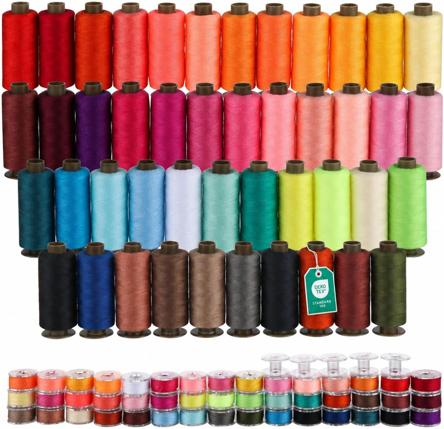 ilauke 95pcs Sewing Thread Bobbins Kit, 45 Colors Thread