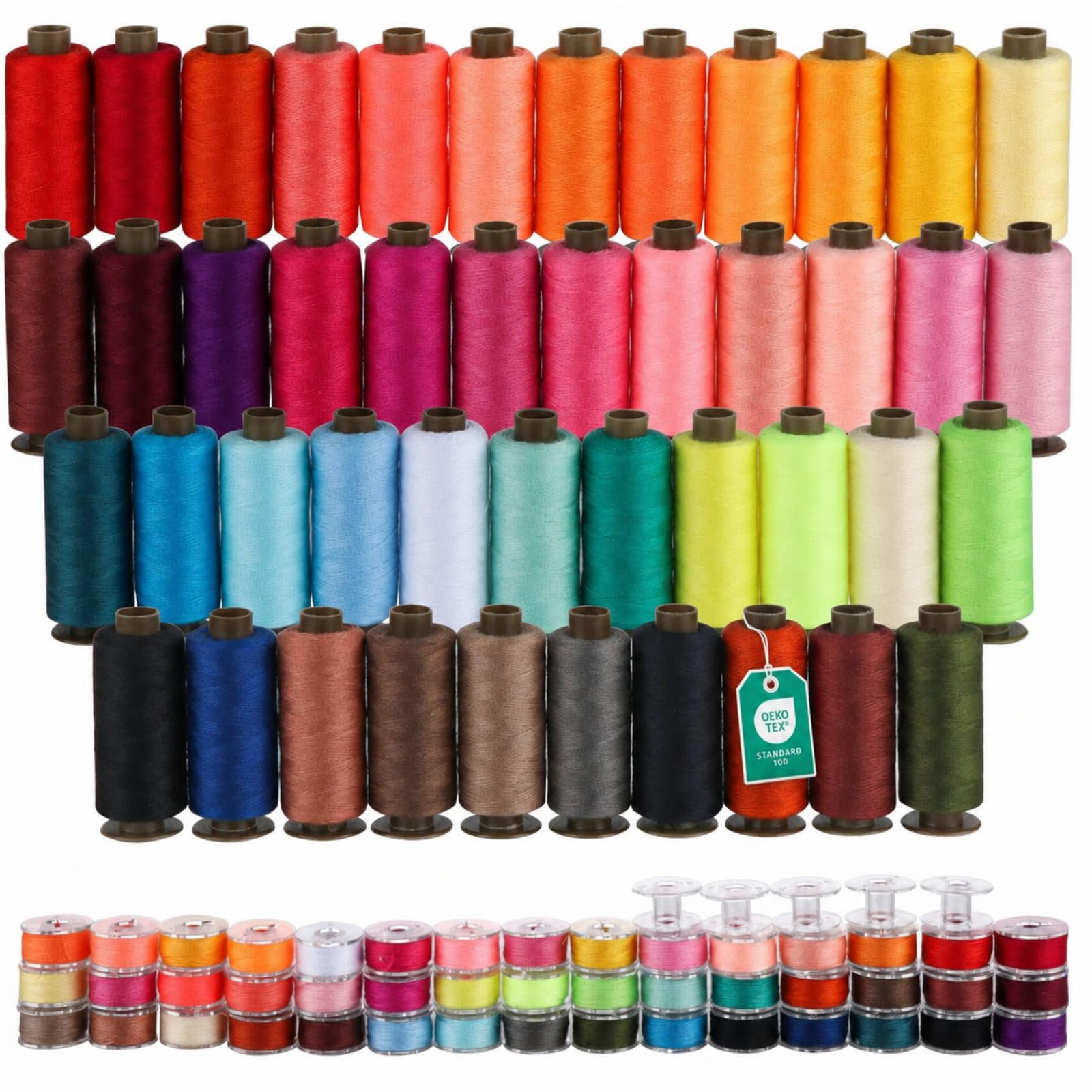 ILAUKE Kit di fili per cucire a 45 colori, 400 metri per filo di poliestere, assortimento di bobine di filo per cucire, con custodia per macchine Brother Singer, 95 pezzi