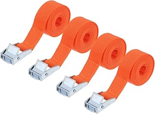 PATIKIL 4Pcs 1" x5ft Lashing Strap with Buckles Cam Buckle Tie Down Straps | Adjustable Heavy Duty Secure Cinch Straps Up to 551 lbs for Cargo Bicycles Kayak, Orange