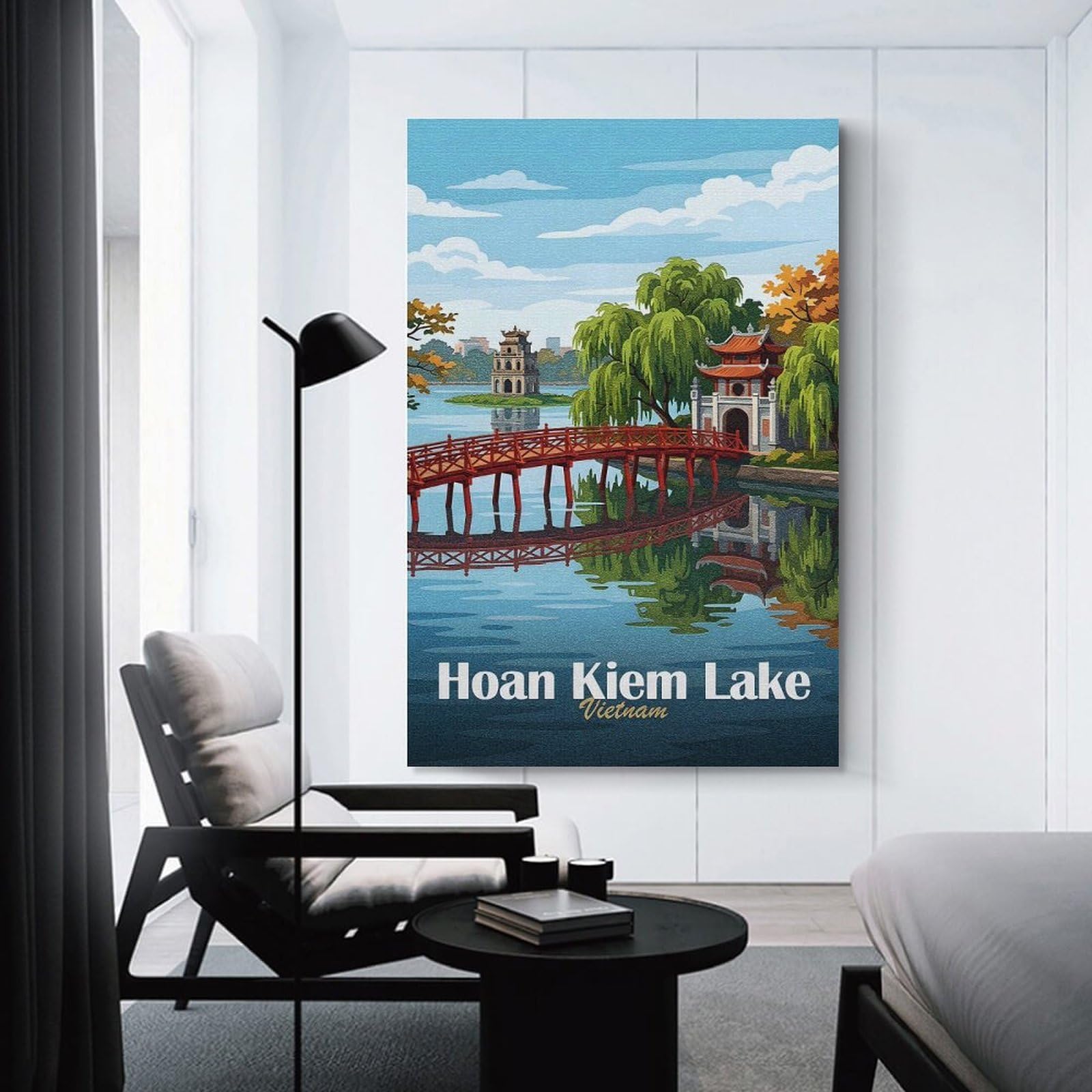 Junmoney Hoan Kiem Lake, Vietnam Travel Wall Art Print, 24x36inch(60x90cm), for Office, Study Or Home Workspace, Decorative Artwork for Productive Spaces