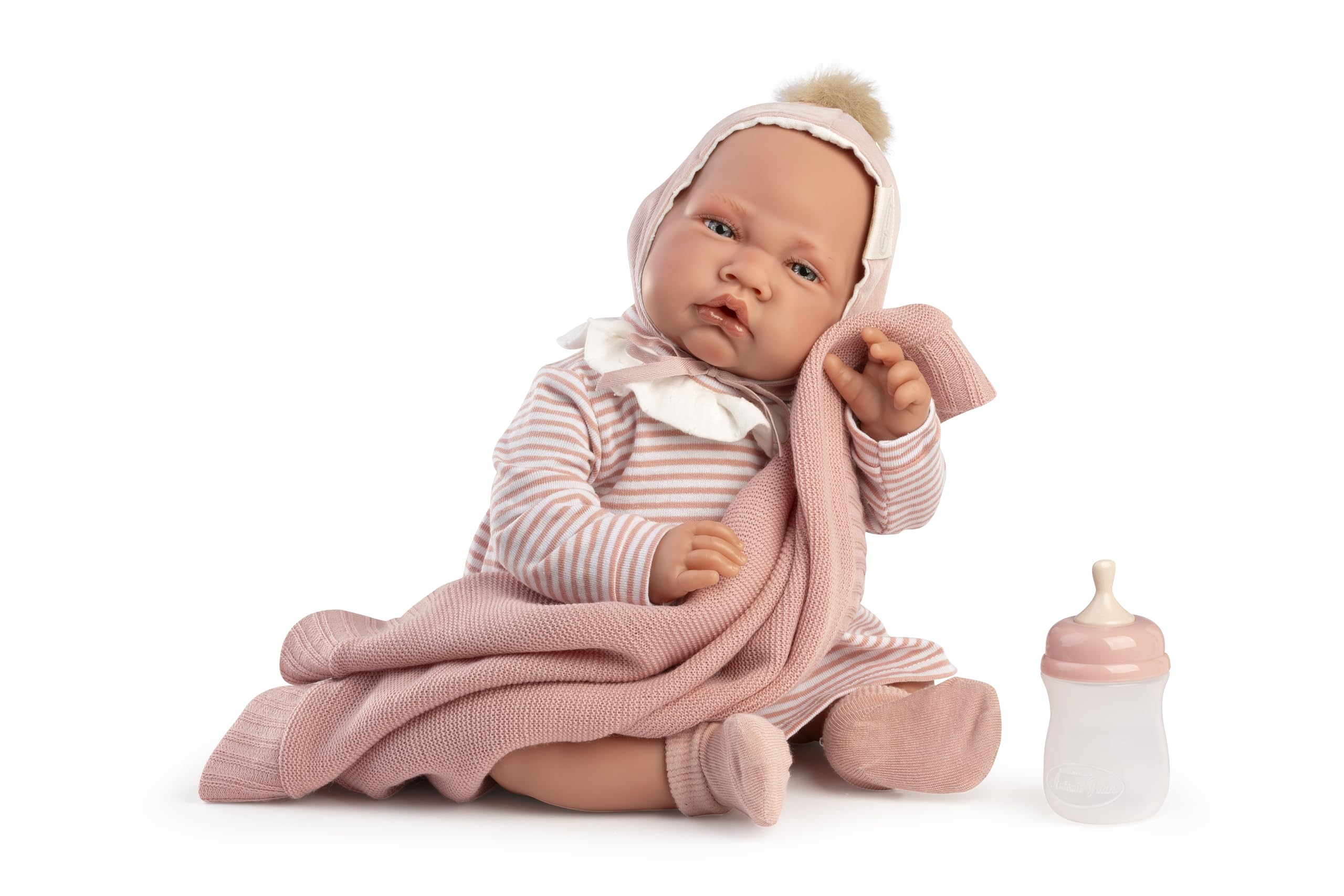 Muñecas Antonio Juan Recién Nacida Lúa Pompón, Muñeca Bebé Realista con Cuerpo Blandito, 42 cm, Incluye Accesorios de Cuidado