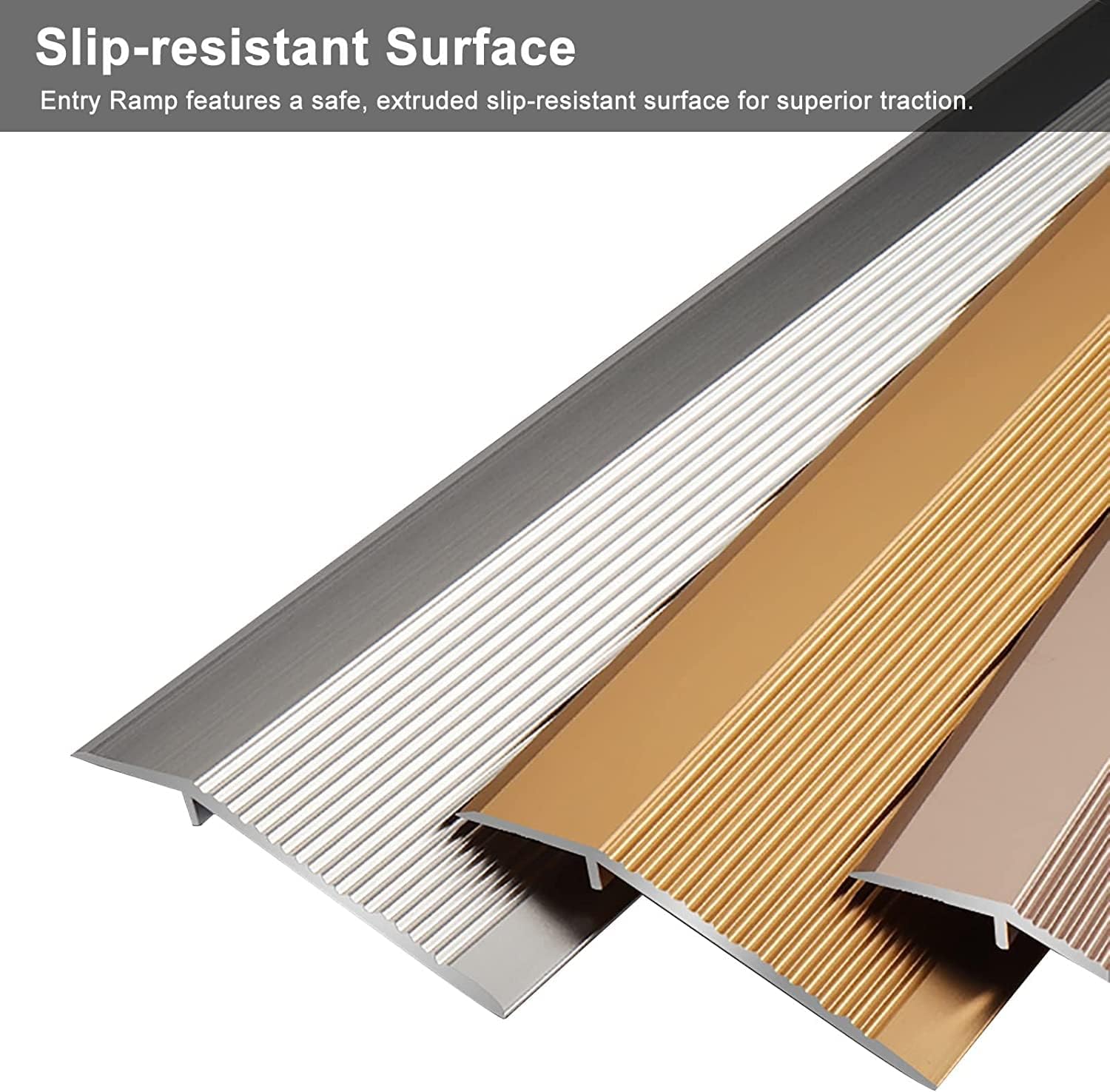 Doorway Uneven Floor Transition Strip, 4 Inch Wide Floor Transition Strip,Black Aluminum Threshold Reducer Flute,with Non-Slip Surface,Indoor Carpet Edging Floor Bar (Color : Long 100cm/39.4in)