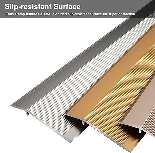 Miniatura 5 de Rampa de entrada para caminadores de tira de transición de piso, tira de transición de piso de 4 pulgadas de ancho, flauta reductora de umbrales de