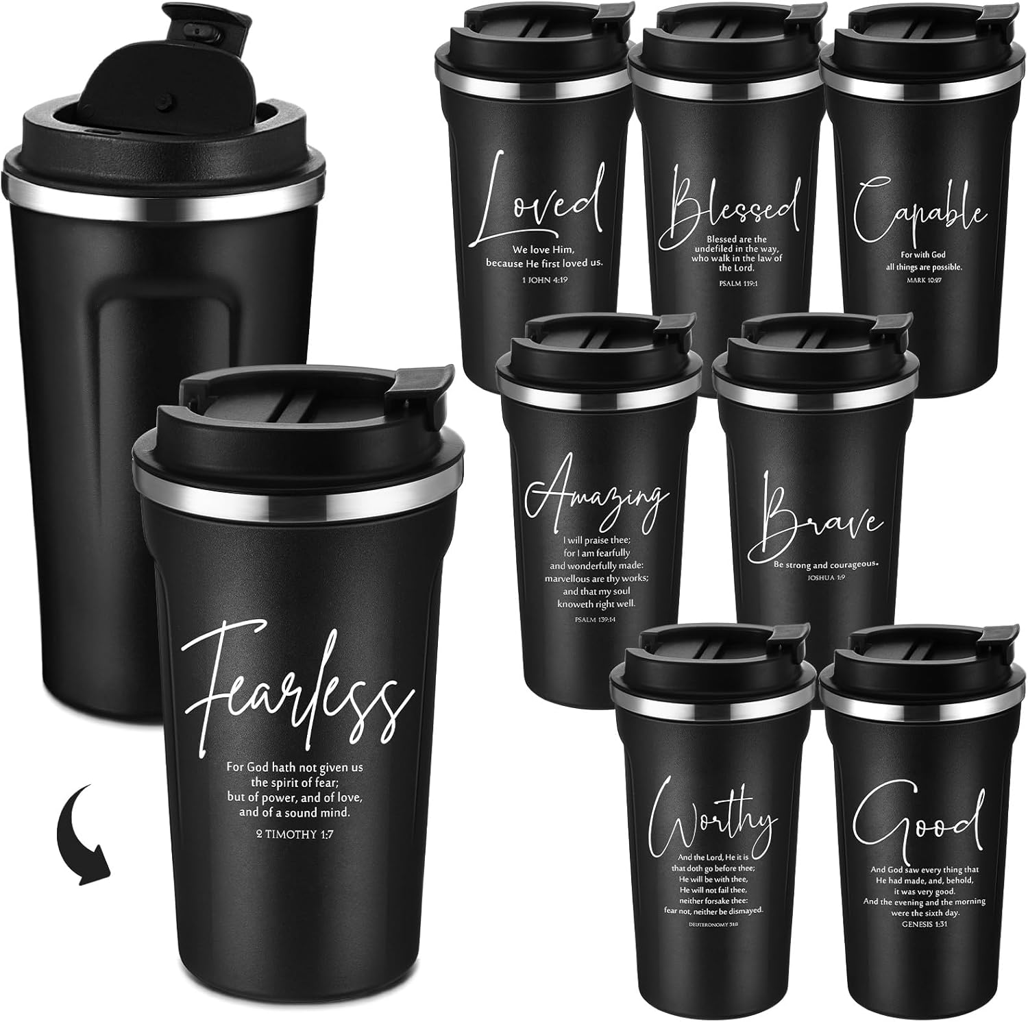 Meanplan 6 Pcs Inspirational Easter Christian Gifts 17oz Bible Verse Tumblers Bulk Religious Coffee Mugs Cups for Men Women Holy Week Dad Pastor Church Teacher Religious Gift (Multicolor)