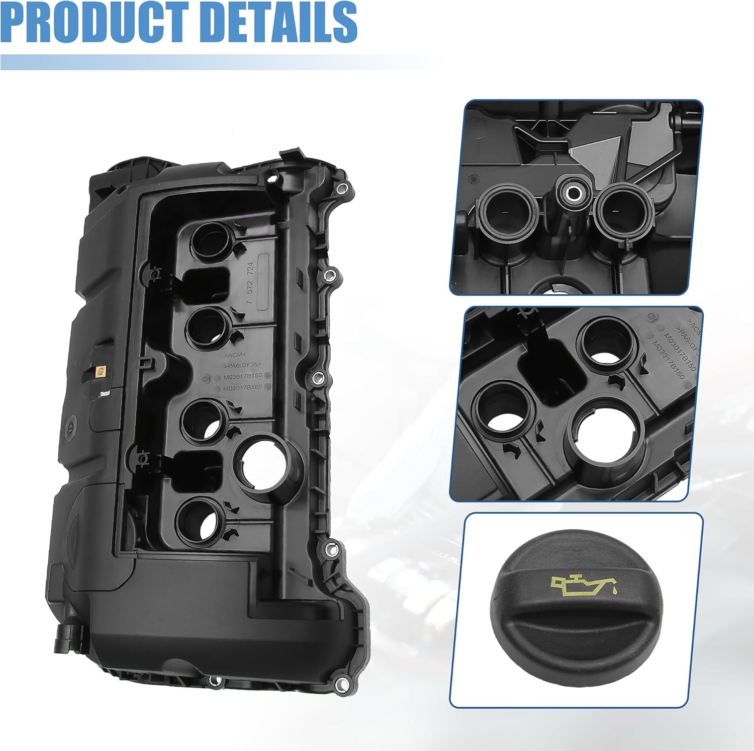 X AUTOHAUX 1 Set Engine Valve Cover & Engine Valve Cover Gasket for BMW N16 No.11127646554 Black