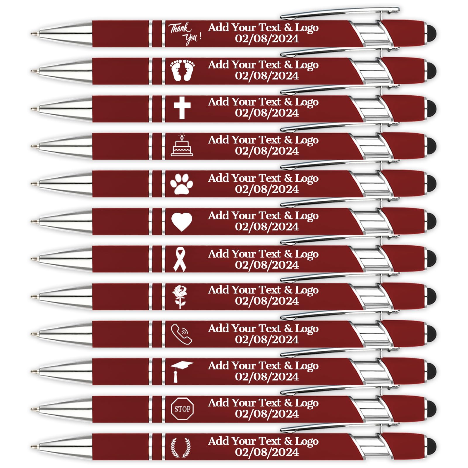 LMJUEJIN Personalized Pens with Name Logo or Message, Up to 1200 pcs Bulk Custom Metal Ballpoint Pen with Black Ink Customized Gift for Business,