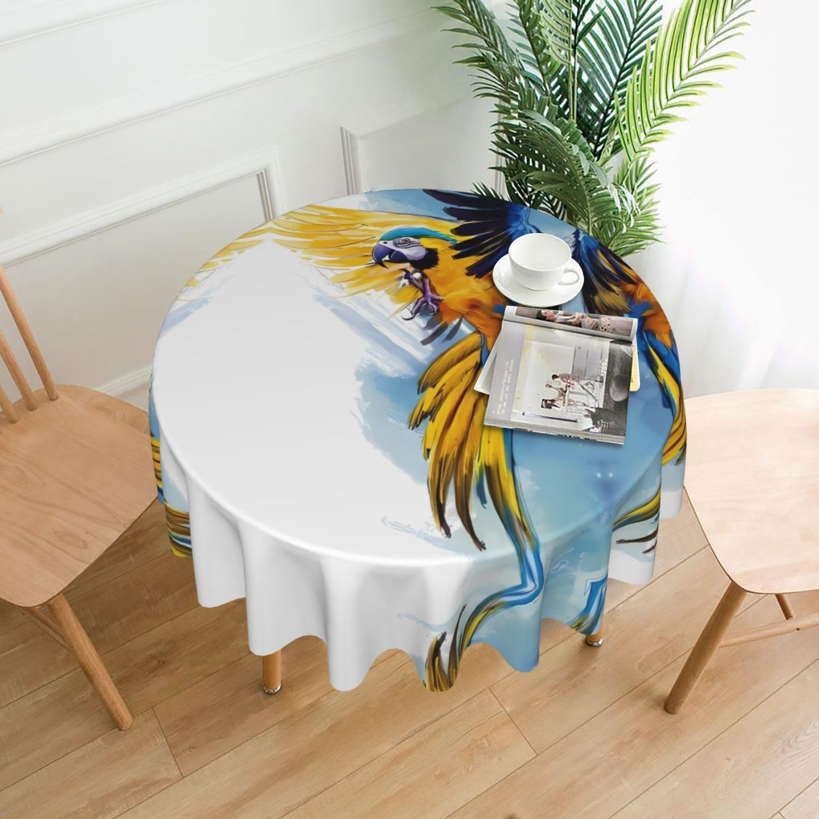 YYHWHJDE flying parrot Prints Round Decorative Tablecloth 60in - High-Grade Polyester Throw for Elegant Dining & Festive Gatherings