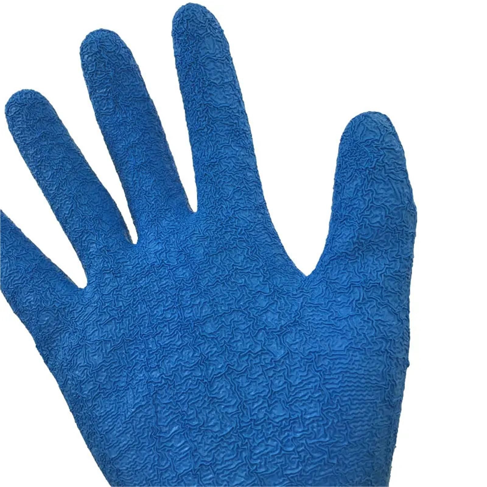 Generisch 12 Paar blaue Arbeitshandschuhe aus Polyester-Baumwolle – Handflächenbeschichtete Gummihandschuhe for Haushalts- und Arbeitsarbeiten (besserer Halt)(NM1350P-RBLK,S)