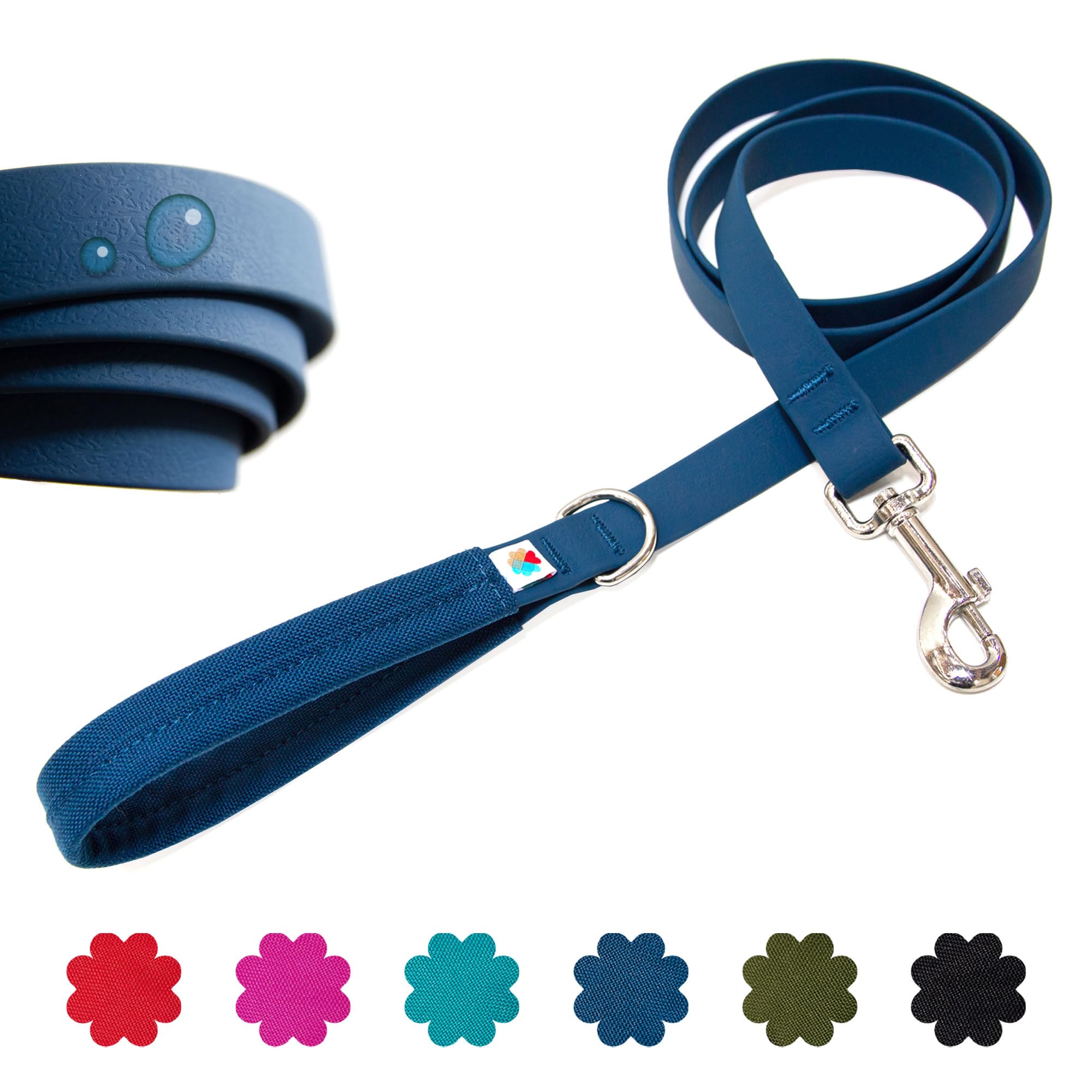 Funston Waterproof Dog Leash - Heavy Duty 4ft Long Leash for Small, Medium and Large Dogs - 1000D Nylon, Scratch & Stink-Resistant & Pill-Free - Nylon Wrap Handle (3/4" Wide, 4 ft Length)