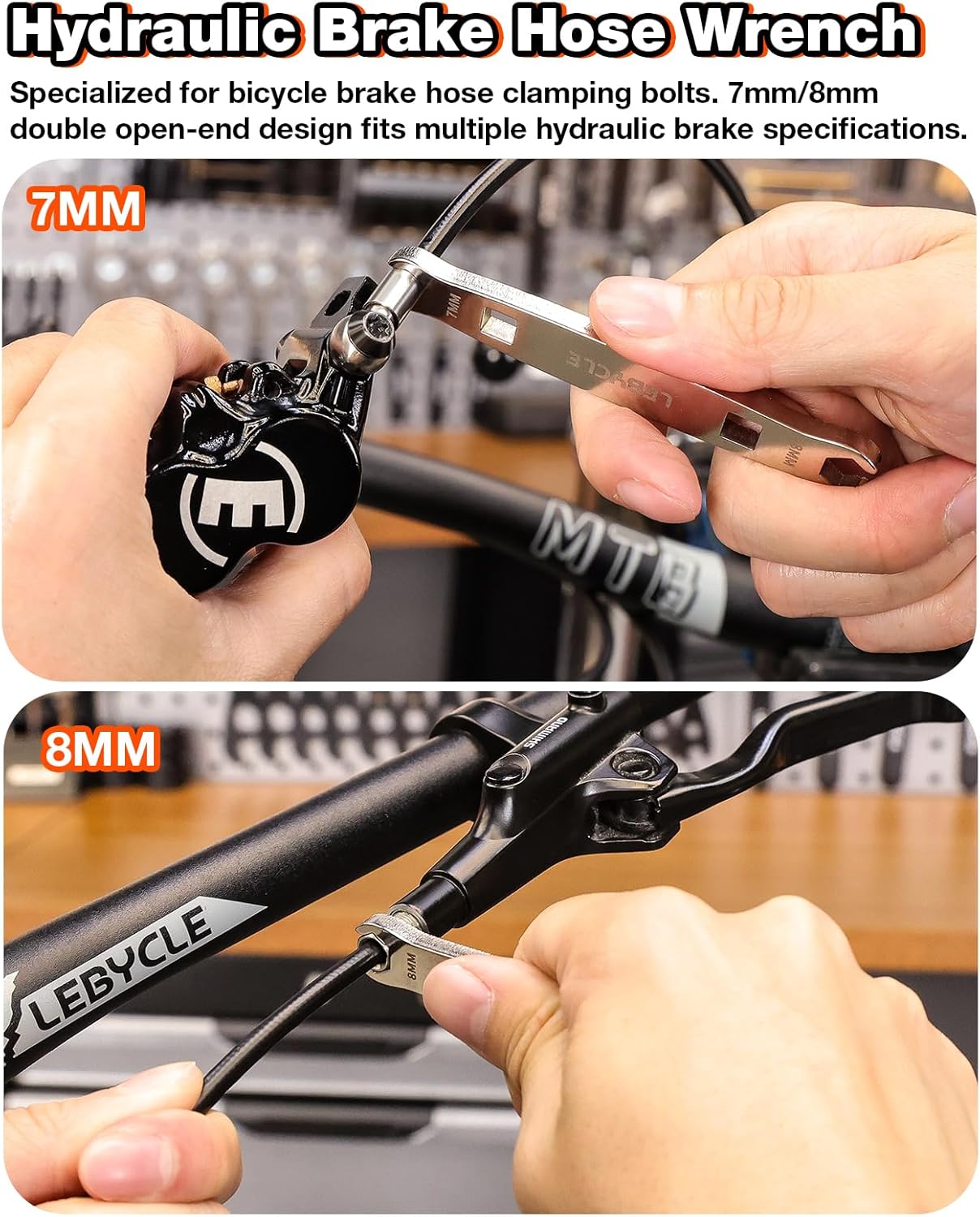 3 in 1 Brake Hose Installation Tool for Bike Hydraulic Brakes, Hydraulic Hose Cutter, Needle Driver & 7/8mm Brake Line Wrench