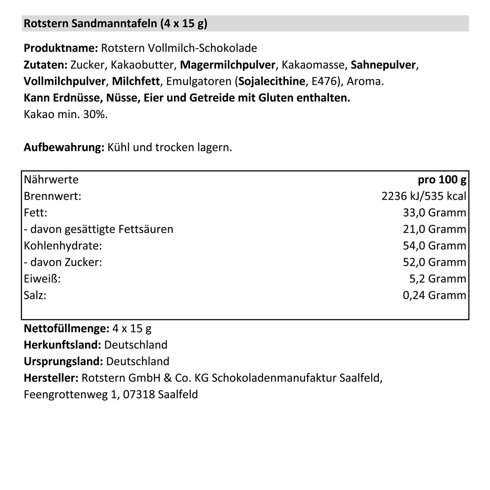 44er Pack Rotstern Sandmann-Tafeln (44 x 4 Tafeln à 15 g) Milchschokolade, Vollmilchschokolade, Schokotäfelchen, Sandmanntafeln