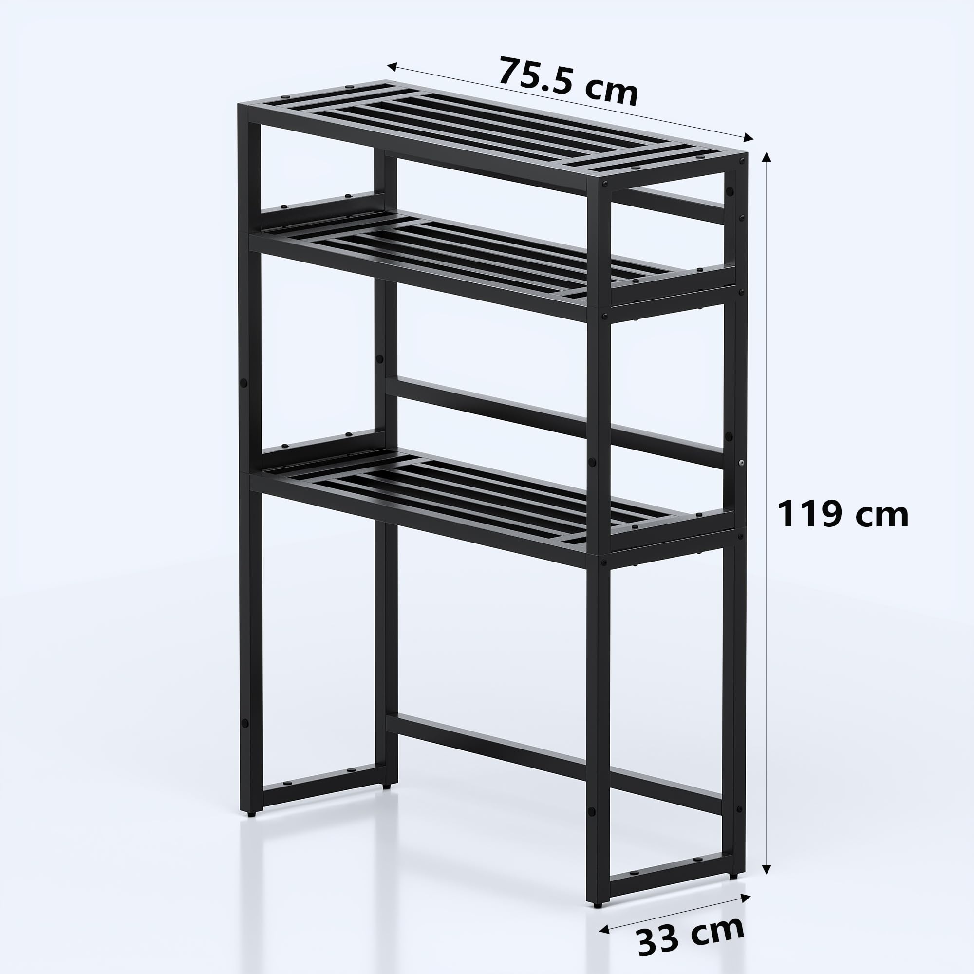 Pflanzenständer Indoor Outdoor,3 Etagen Metall Blumenstände Schwarz Rostfest Blumenhocker,Pflanzenregal für Wohnzimmer Terrasse Zuhause,Garten,Balkon,Büro,Wohnzimmer