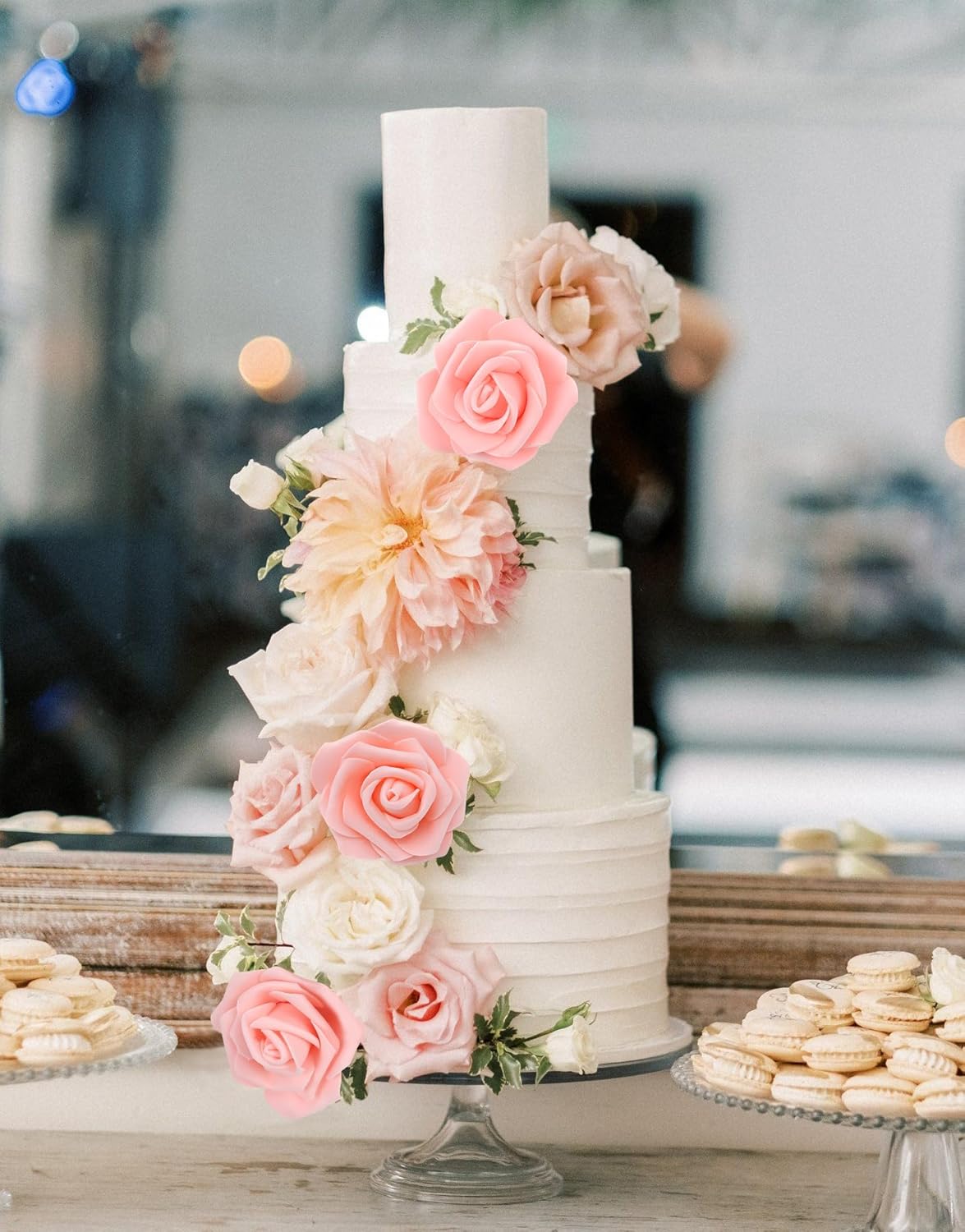 Artificial Rose Flowers,100 pcs Foam Rose Flowers Bulk Peach Fake Flower Heads for DIY Crafts Wedding Bouquets Rose Wall Kissing Balls Bridal Shower Party Decorations(Peach) - Image 4