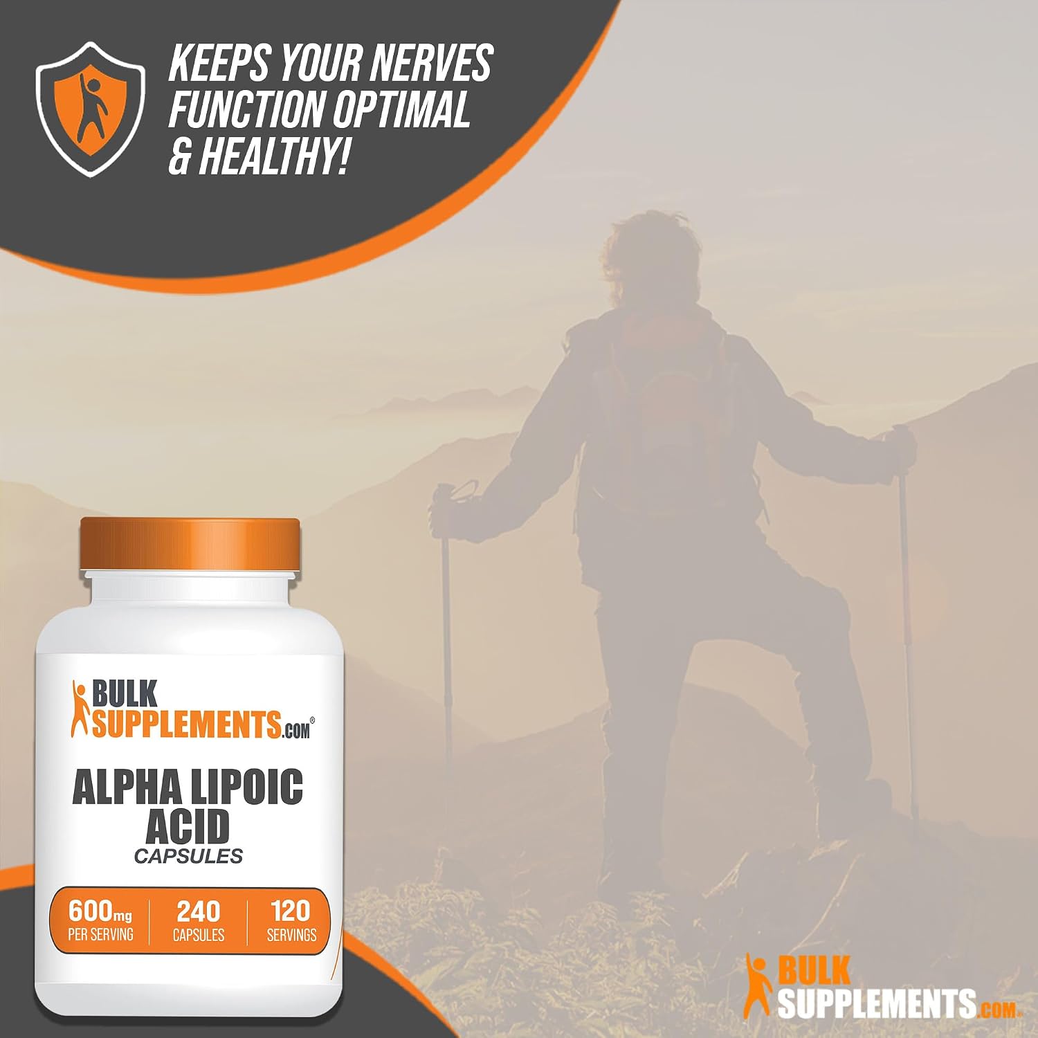 BULKSUPPLEMENTS.COM Alpha Lipoic Acid 600mg Capsules - ALA Supplement, Alpha Lipoic Acid Pills, ALA Capsules - Gluten Free, 2 Capsules per Serving, 120-Day Supply, 240 Capsules