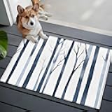 Abstract Trunk 2x3 Small Rug for Entryway Kitchen Front Door, Vintage Navy Tree Gradient Silhouette Washable Throw Rug Absorbent Non-Slip Indoor Floor Mat for Kitchen Entrance Dog Home Office Decor