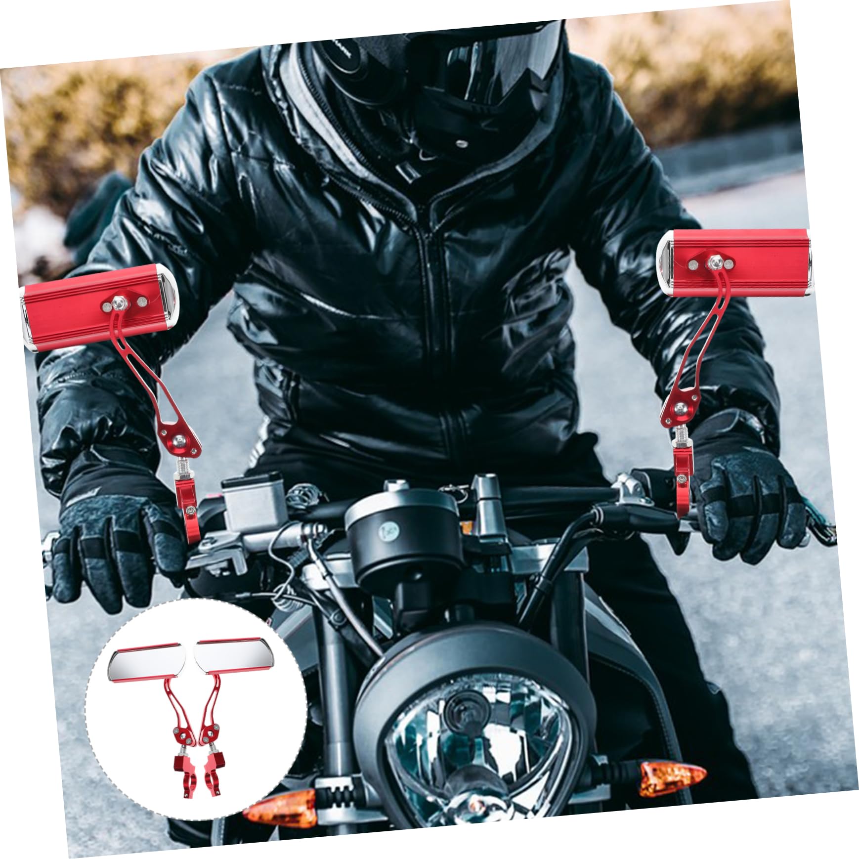 Specchietto di Angolo Vetro Installazione Regolabile Lega Alluminio Retrovisore da Manubrio Facile, Rosso per Bici Scooter