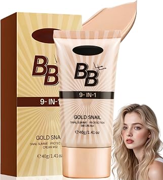 40G BB Cream Light Gold Snail Sunscreen,Tinted Moisturiser & Foundation for Face Women,Medium Coverage Tinted Sunscreen Color Correcting Cream,Gold Snail BB Cream FoundationNatu/ral Color