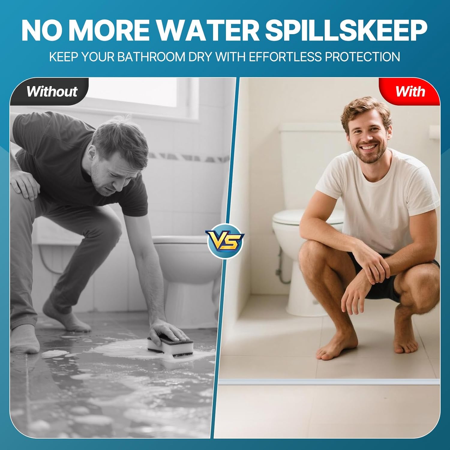 39 Inch Shower Threshold Water Dam, Self-Adhesive Silicone Shower Door Bottom Seal, Shower Barrier Water Stopper for Bathroom Kitchen Bathtub Sink