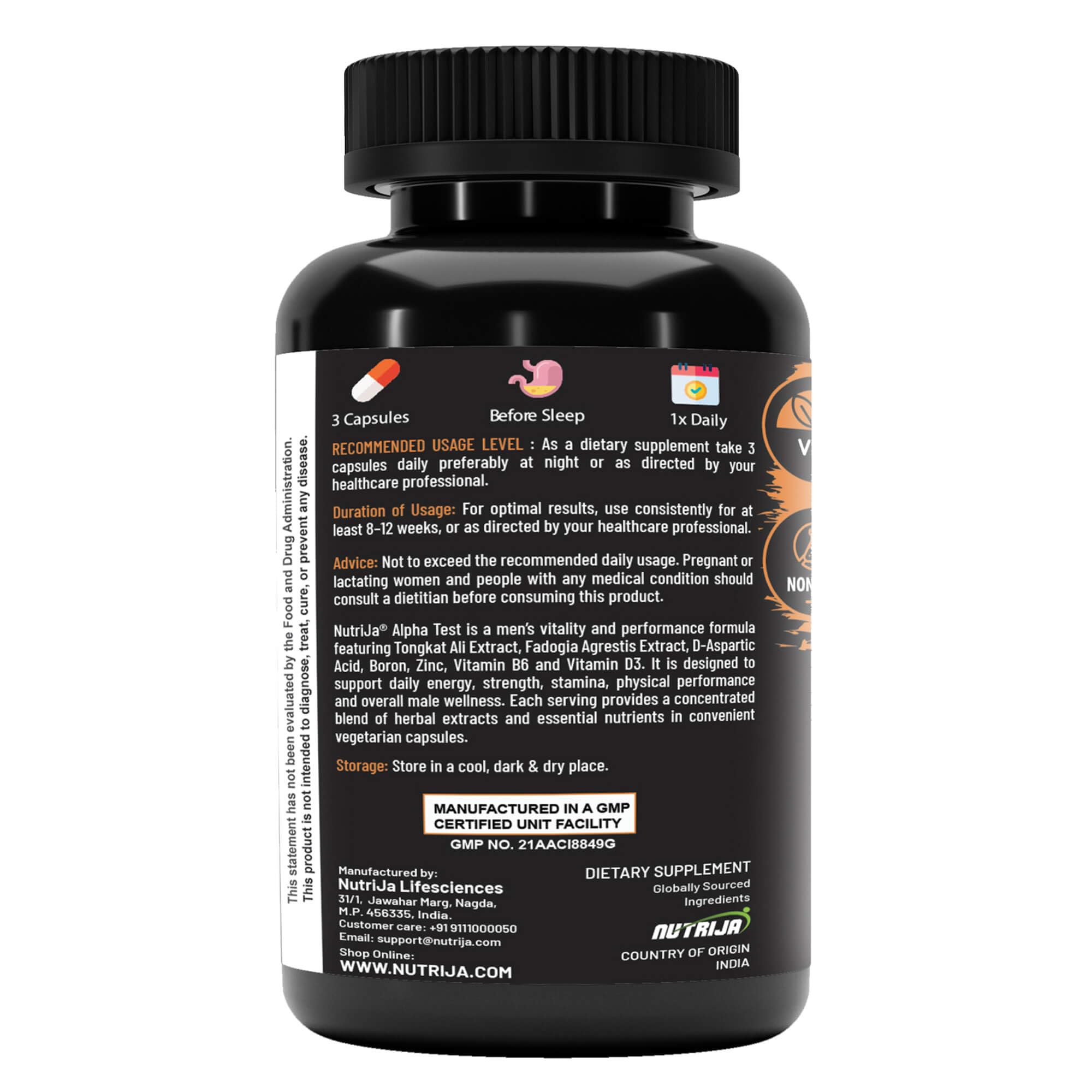 NutriJa Alpha Test | Testosterone Support Supplement for Men | Supports Energy, Strength & Stamina | Tongkat Ali, Fadogia & D-Aspartic Acid | 90 Veg Capsules | 30 Servings — Amazon image 2