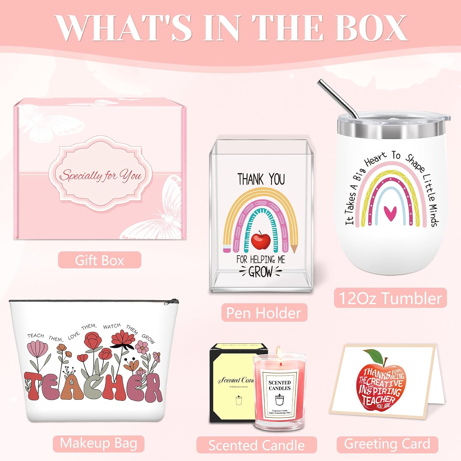 Teacher Gifts for Women, Teacher Valentines Gifts, Teachers Appreciation Gift for Valentines, Birthday, Appreciation Week, Thanksgiving, Christmas, Thank You Gift for Teachers with Pen Holder (Pink) - Image 2