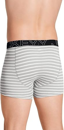 Jockey Men's Underwear ActiveBlend Boxer Brief - 4 Pack, Grey Stripe/Rough Blue/Racing Red/Navy Heather, m