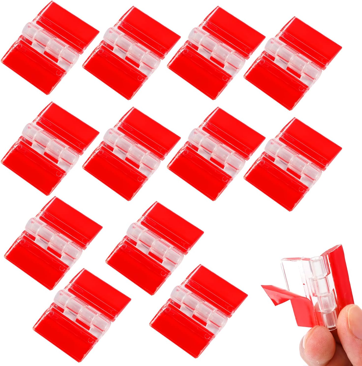 Pack of 12 Hinges Clear Acrylic Hinges Small Transparent Plastic Piano Hinge Self-Adhesive Folding Hinges Tools for Cabinet Drawer Furniture DIY Display Stand 35 x 25 mm
