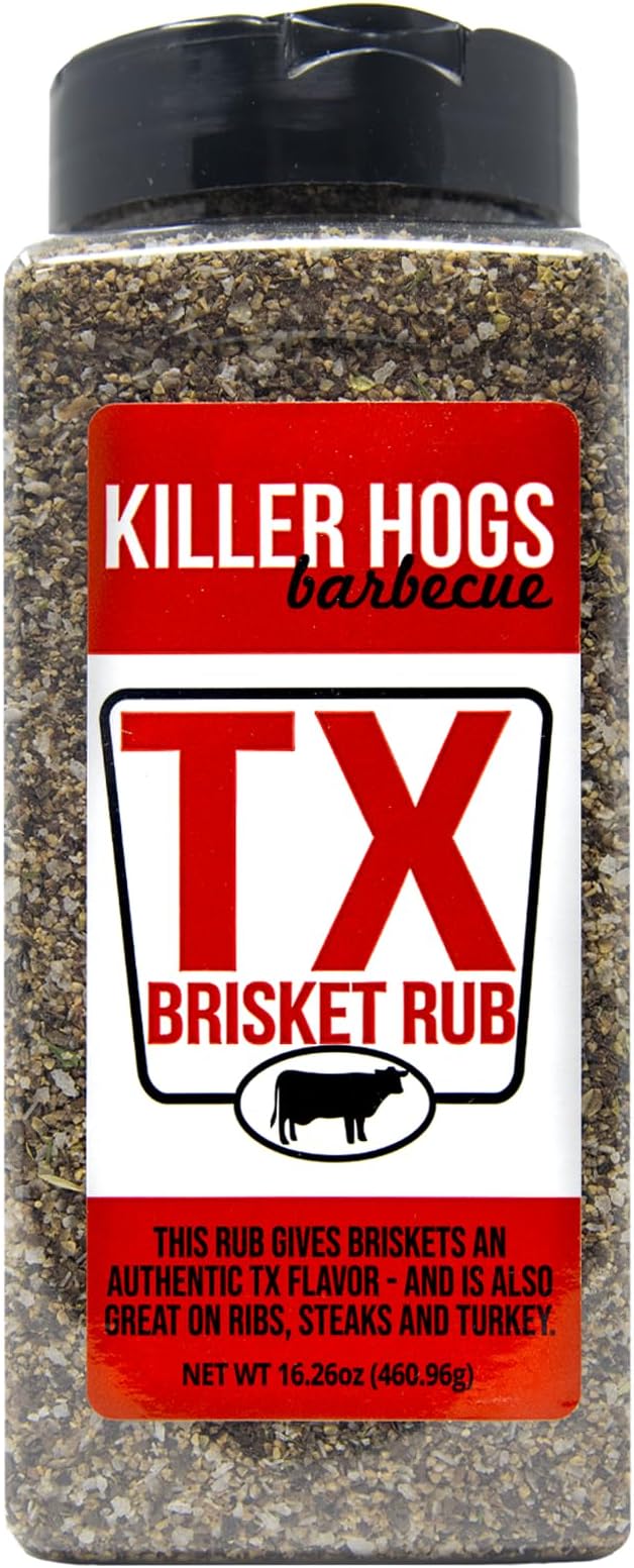 Killer Hogs BBQ TX Brisket Dry Rub, Championship Texas Barbecue Seasoning Blend for Smoking and Grilling, Use on Beef, Ribs, Steaks, or Turkey, 16.3 oz Shaker