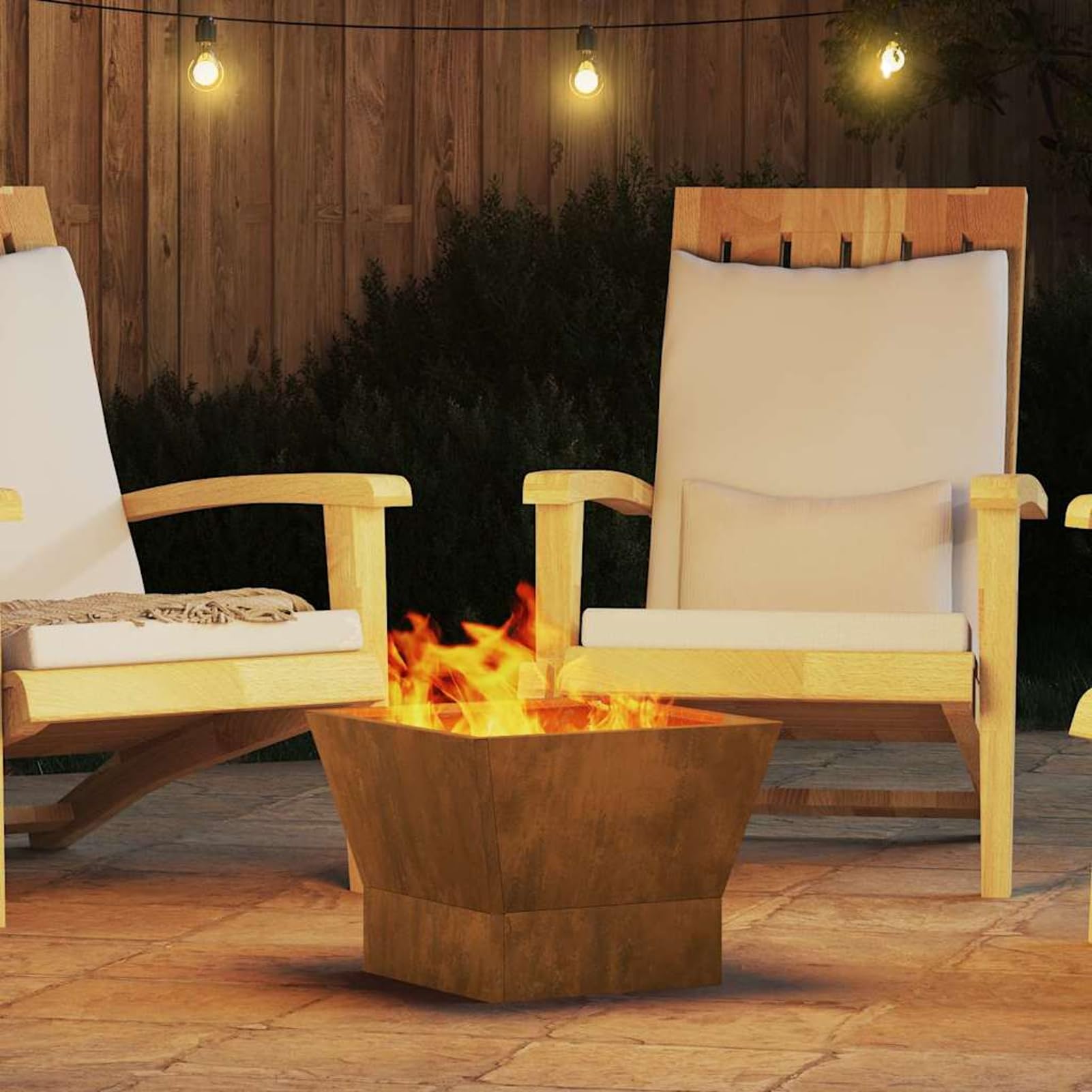 Fasba Fogata Moderna de Acero para Exterior: Calor y Estilo en tu Jardín o Terraza - 40x40x30 cm