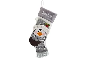 Let's Make Memories Personalized Embroidered 3D Plush Penguin Christmas Stocking