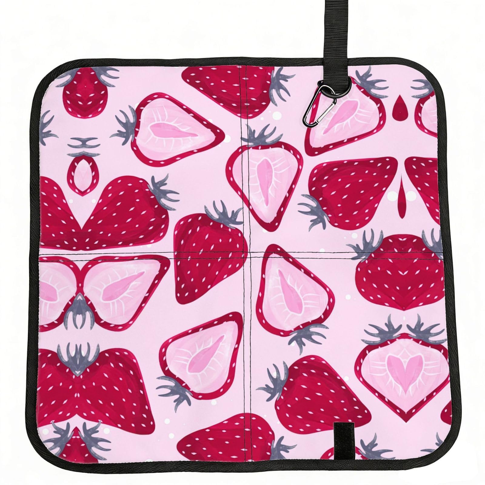 OKFSTY Strawberry Pattern Print Fold Away Seat Cushion Portable Outdoor Pad Polyester Bleacher Bench Mat Travel Picnic Pad