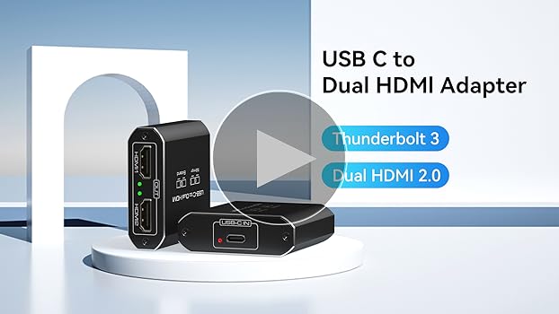 JCYMELE 4K@60Hz USB C To Dual HDMI Adapter For 2 Monitors Type C Port To