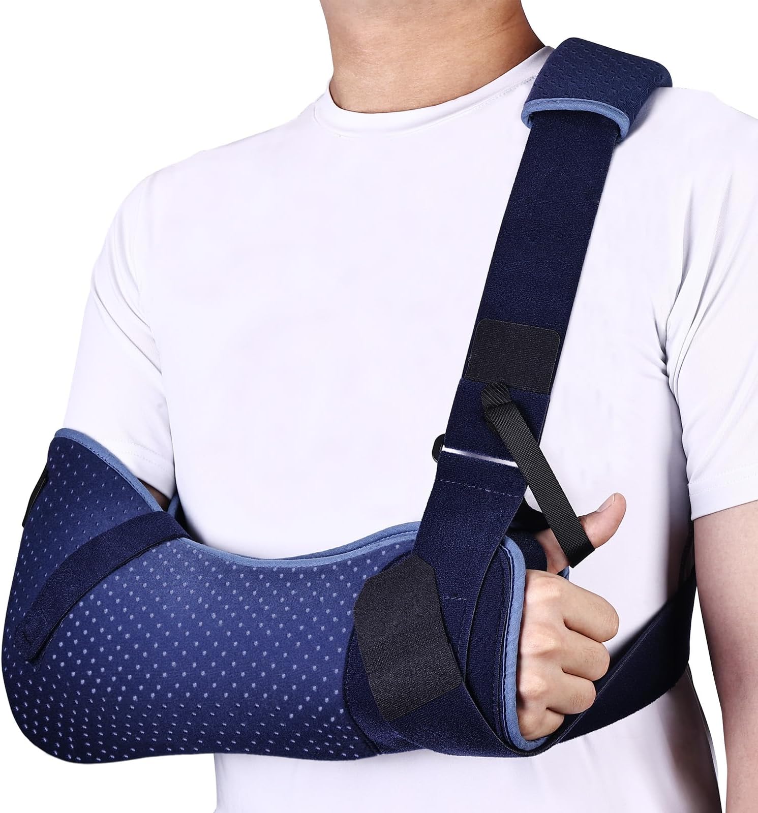 Arm Sling for Shoulder Injury with Waist Strap - Immobilizer Brace Support for Sleeping, Rotator Cuff Surgery(Comfort Version, Right, Medium, 28.5-41 inch)