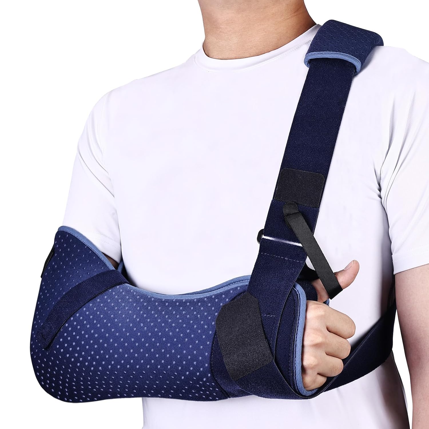 Arm Sling for Shoulder Injury with Waist Strap - Immobilizer Brace Support for Sleeping, Rotator Cuff Surgery (Comfort Version, Right, Small, 20-30.5 inch)