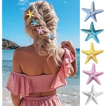 5Pcs Summer Beach Hair Clips for Thin Hair and Thick Hair Cute Starfish Alligator Clip Green White Blue Yellow Pink Hawaiian Hair Accessories Ocean Style Hair Barrettes for Women Vacation Hair Decor