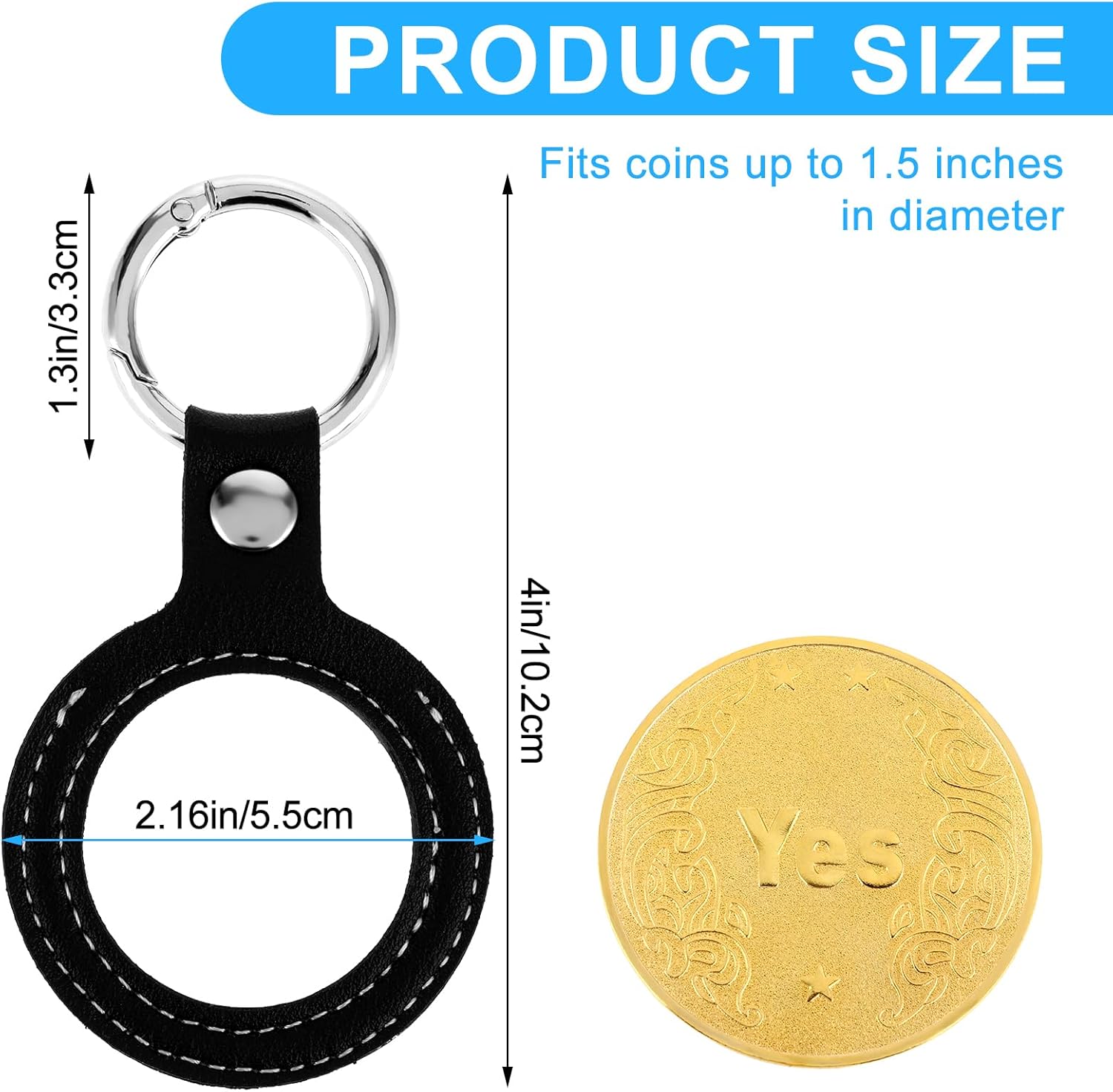 YUXIANLB AA 코인 홀더 키 첸 PU 레자 동전 납 홀더 키체인 AA 메달리온용 표준 챌린지 코인 쿼터 럭키 코인 복구 칩  디스플레이 스토리지 (블랙) 블랙 ONE SIZE-Freehip.co.kr