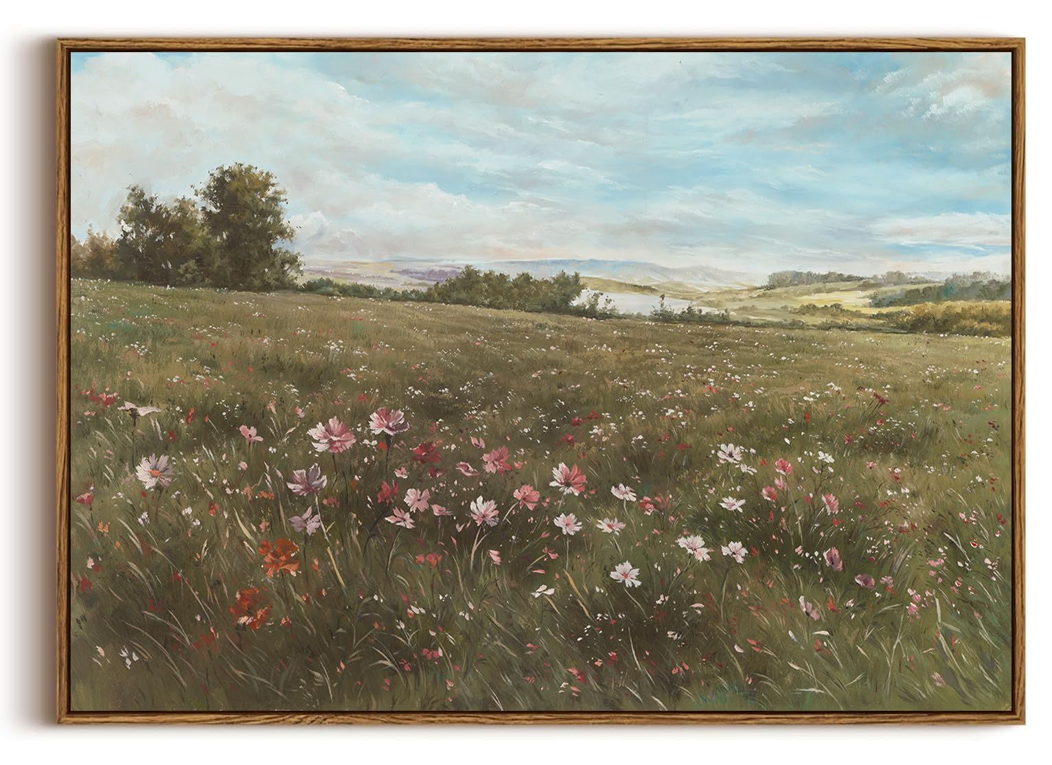 OIQArtOIQ Framed Canvas Wall Art,Vintage Decor,Landscape Nature Country Wildflower Paintings Farmhouse Pictures Modern Artwork Rustic Fall Flower Prints Cottagecore Office Living Room Bedroom Bathroom — view 46