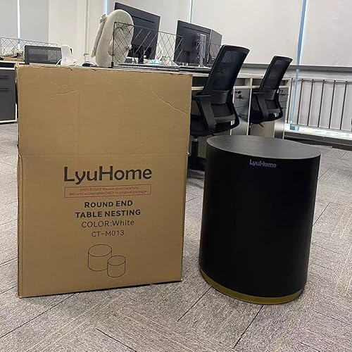 Miniatura 7 de Mesa auxiliar negra con borde dorado inferior para sala de estar, moderna mesa de centro redonda dorada o mesa auxiliar, mesa de sofá circular para