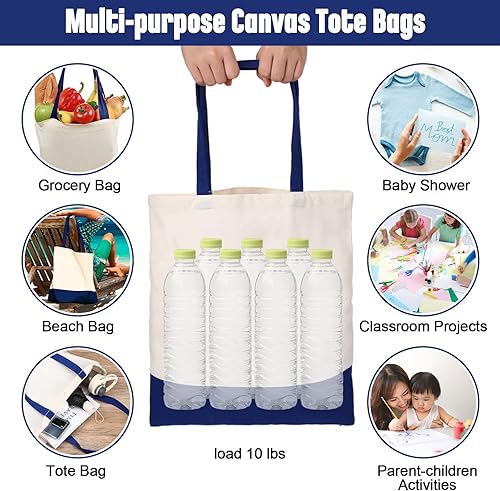 Miniatura 4 de Roowest 60 bolsas de lona de algodón reutilizables a granel, regalos de agradecimiento a los empleados, bolsas de tela para compras de comestibles