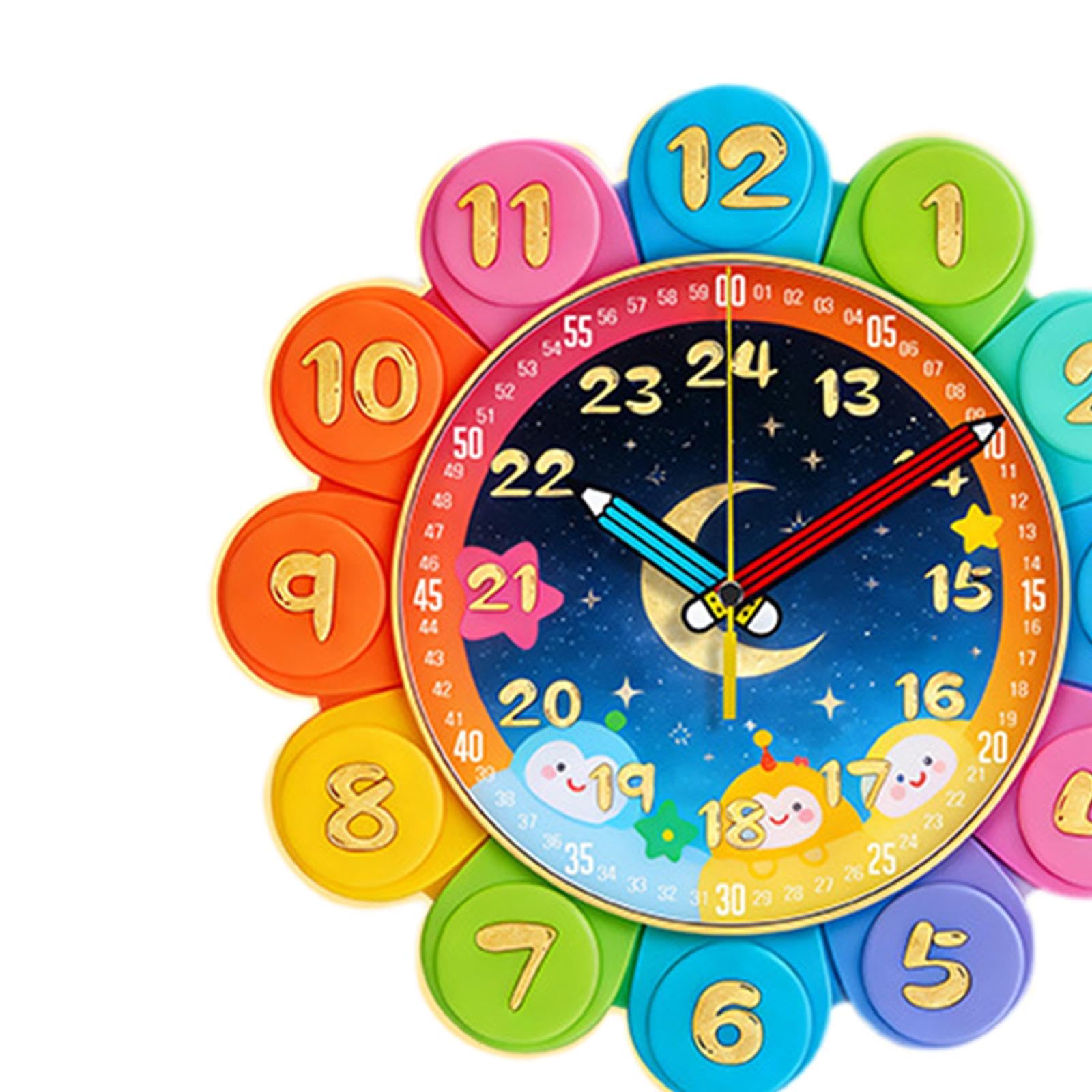 Lernuhr für Kinder, Moderne Analoge Lernuhr, Lernuhr für Kinder Zum Zeitlesen, für Schlafzimmer, Wohnzimmer, Bunt