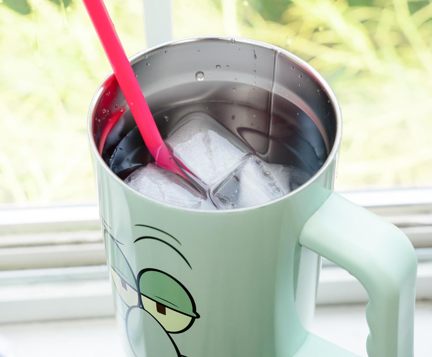 Silver Buffalo SpongeBob SquarePants Double Walled Stainless Steel Tumbler with Handle Featuring Squidward, Fits in Standard Cup Holder, 40 Ounces - Image 8