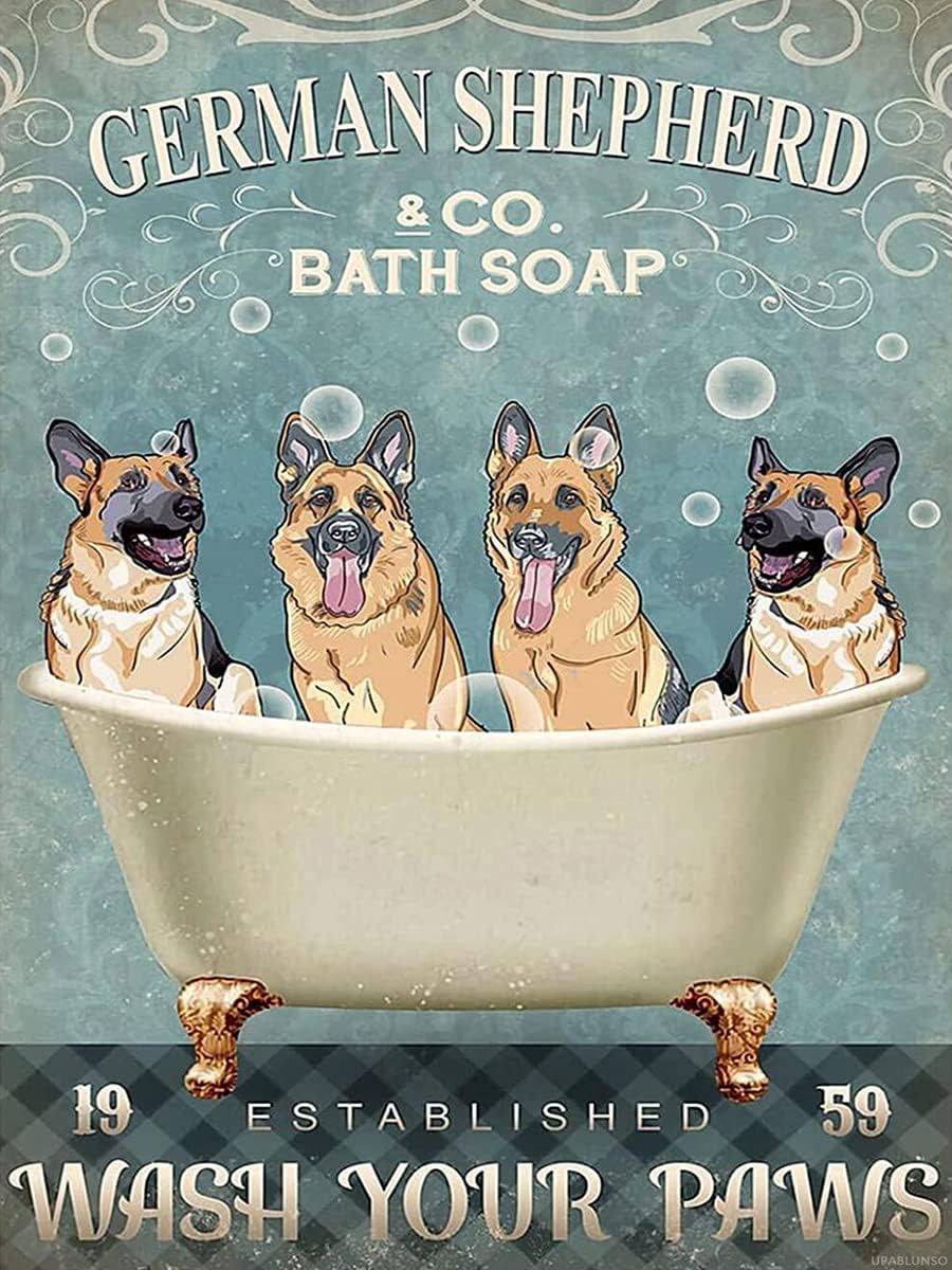 UPABLUNSO Christmas Gift German Shepherd Bath Soap 5D Diamond Art Diamond Painting Kits for Adults Paint by Number for Home Recreation and Wall Decor 12x16 inch Suitable for New Year, Valentine's Day