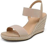 DREAMPAIRS Women's Open Toe Espadrille Platform Wedge Sandals with Elastic Ankle Strap - Dressy Comfortable Wedges