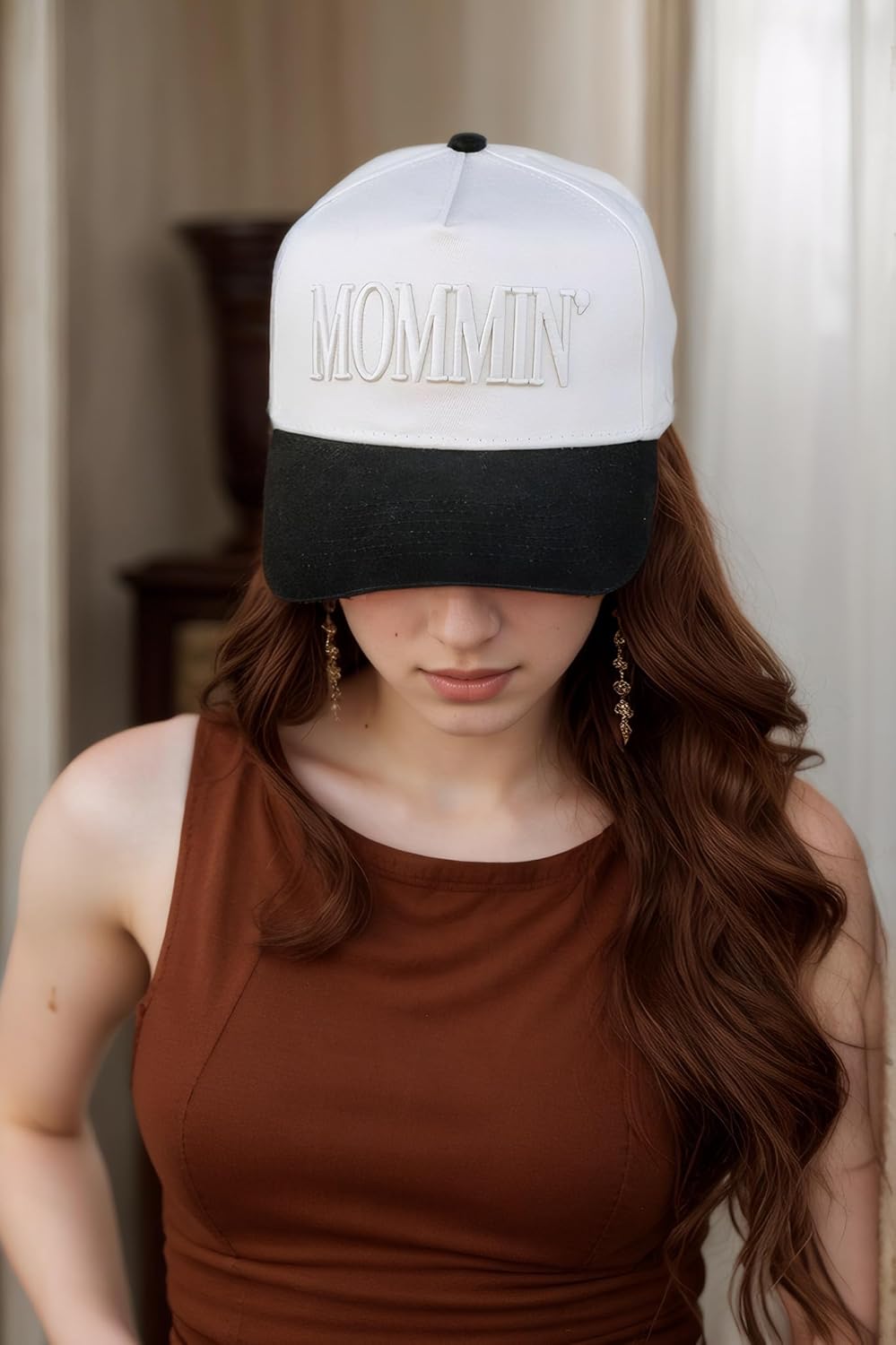 Funny Mommin Hat for Women, Mama Too Busy to Care Truck Hat Gifts Adjustable Washed Cotton Embroidered Mom Baseball Cap - Image 2
