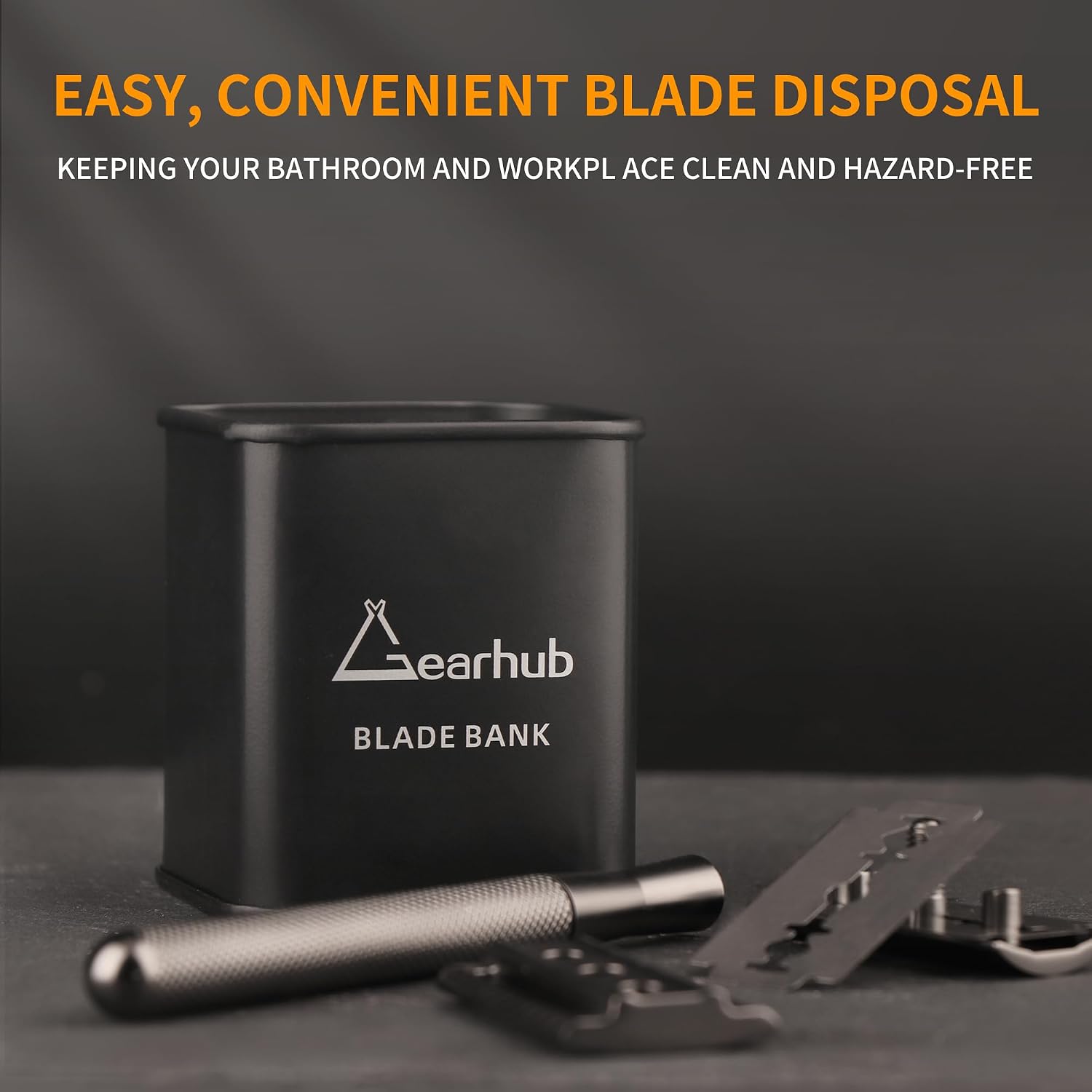 Gearhub Blade Bank Sharps Disposal Container Safely Store Used Safety Razor Blades Large Capacity for Barber Shops & Personal Use Sealed Design Holds 300+ Blades, Compact & Durable