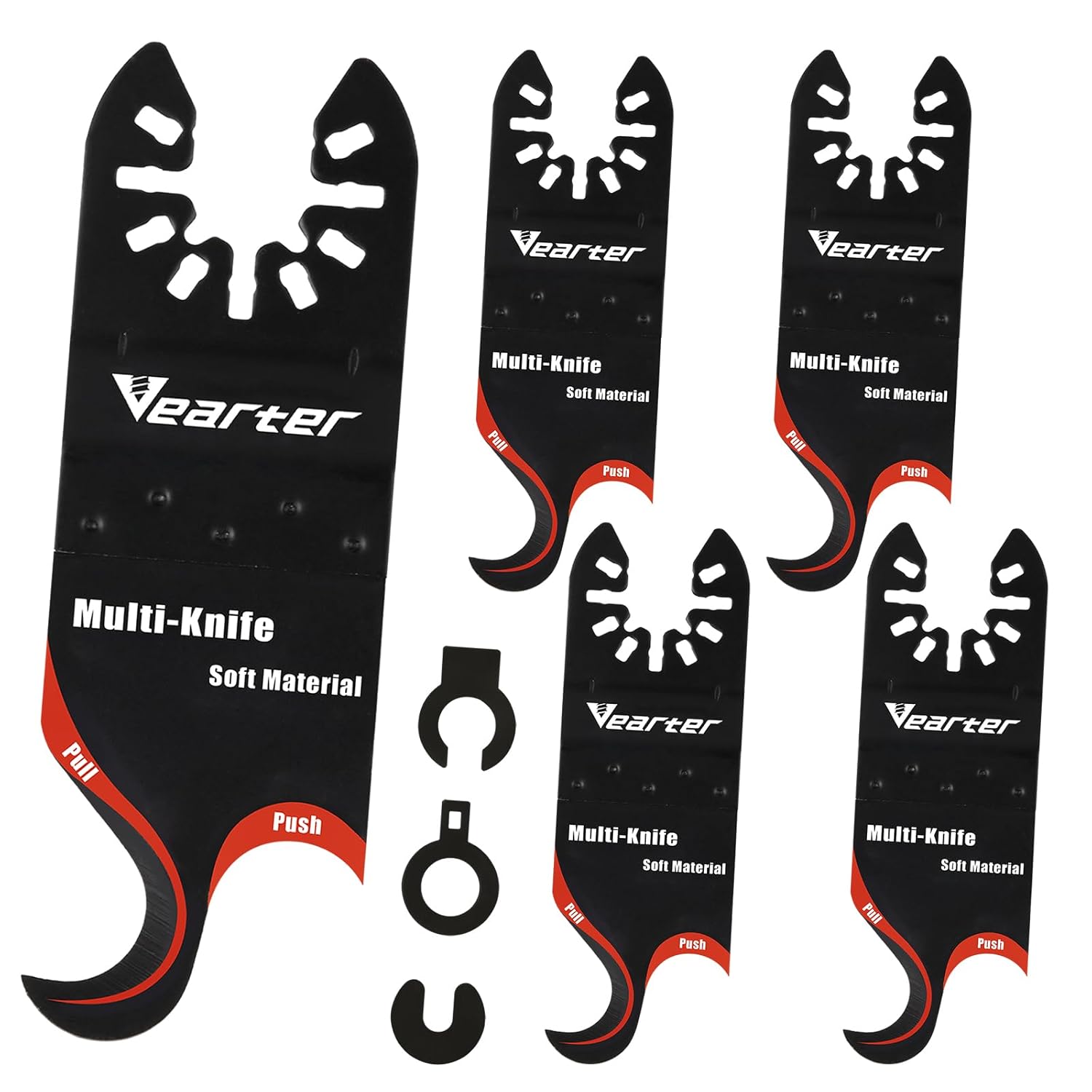 5PCS Oscillating Multi Tool Hook Knife Blades, Dual-Hook Oscillating Tool Blade, Quick Release Universal Multitool Blades for Roofing Shingles, PVC Carpet, Cardboard, Artificial Turf