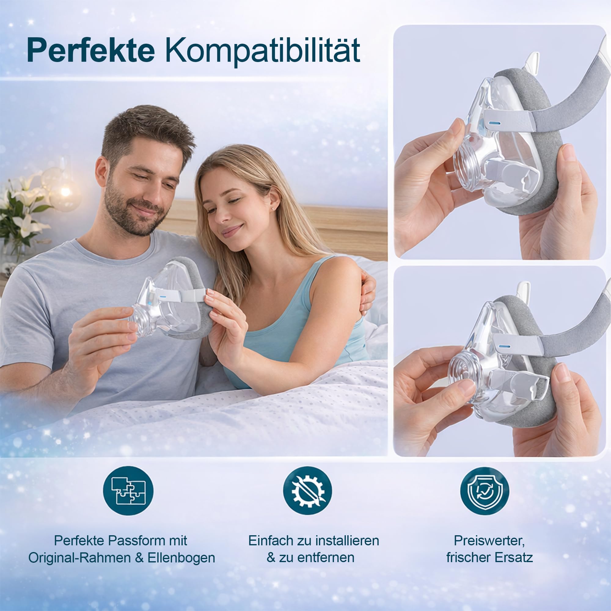 AirTouch F20 Ersatzkissen (Memory-Schaum) – Kompatibel mit F20 Maske – Weiches Maskenzubehör – 2 Packung – Größe Mittel