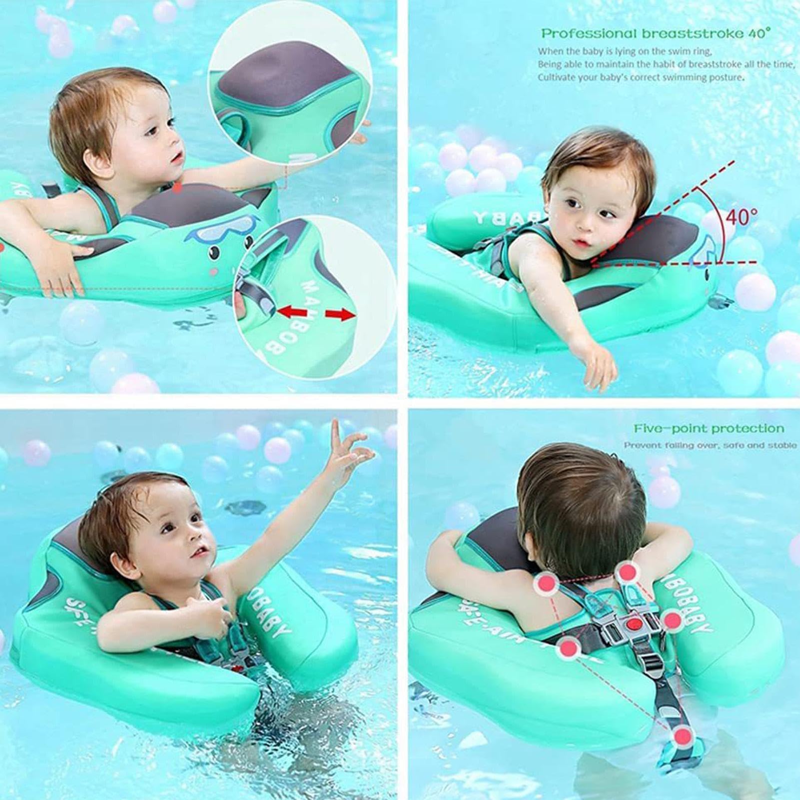 Babys Schwimmring Mit Sonnendach Ab 3 Monate, UPF50+ Polyester+Perlenschaum | Babys Nicht Aufblasbarer Schwimmring, Babyss Schwimmhilfe Mit Sonnendach, Abnehmbar, Für Badewanne & Reisen